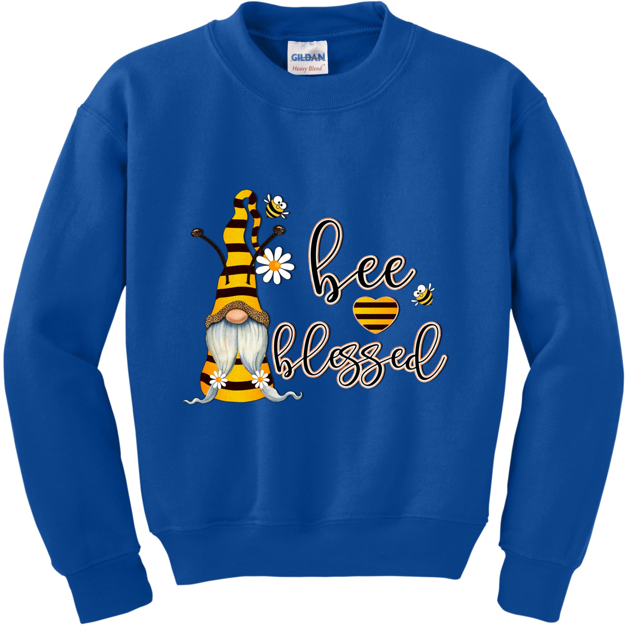 Bee Blessed Garden Gnome Honey Bee Inspirational Saying Cool Gift Kids Sweatshirt