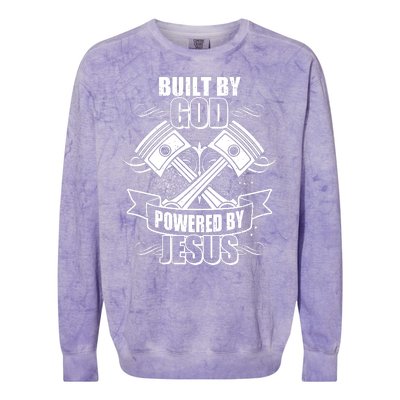 Built By God Powered By Jesus Car Engine Pistons Colorblast Crewneck Sweatshirt