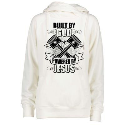 Built By God Powered By Jesus Car Engine Pistons Womens Funnel Neck Pullover Hood