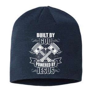 Built By God Powered By Jesus Car Engine Pistons Sustainable Beanie