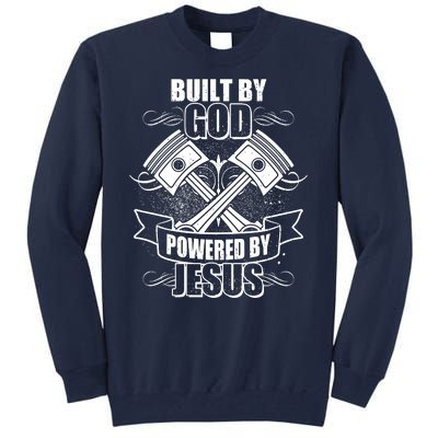 Built By God Powered By Jesus Car Engine Pistons Tall Sweatshirt