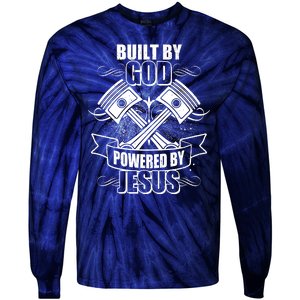 Built By God Powered By Jesus Car Engine Pistons Tie-Dye Long Sleeve Shirt