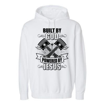 Built By God Powered By Jesus Car Engine Pistons Garment-Dyed Fleece Hoodie