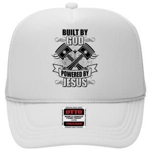 Built By God Powered By Jesus Car Engine Pistons High Crown Mesh Back Trucker Hat