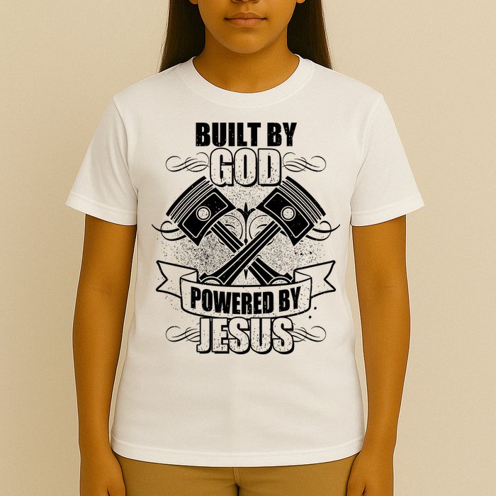 Built By God Powered By Jesus Car Engine Pistons T-Shirt