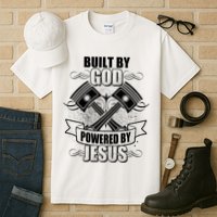Built By God Powered By Jesus Car Engine Pistons Tall T-Shirt