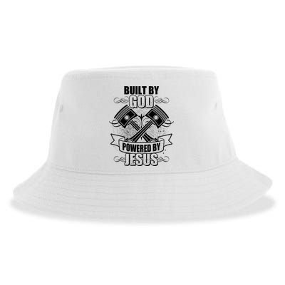 Built By God Powered By Jesus Car Engine Pistons Sustainable Bucket Hat
