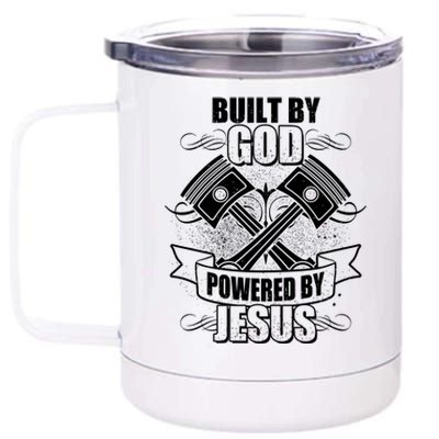 Built By God Powered By Jesus Car Engine Pistons 12 oz Stainless Steel Tumbler Cup