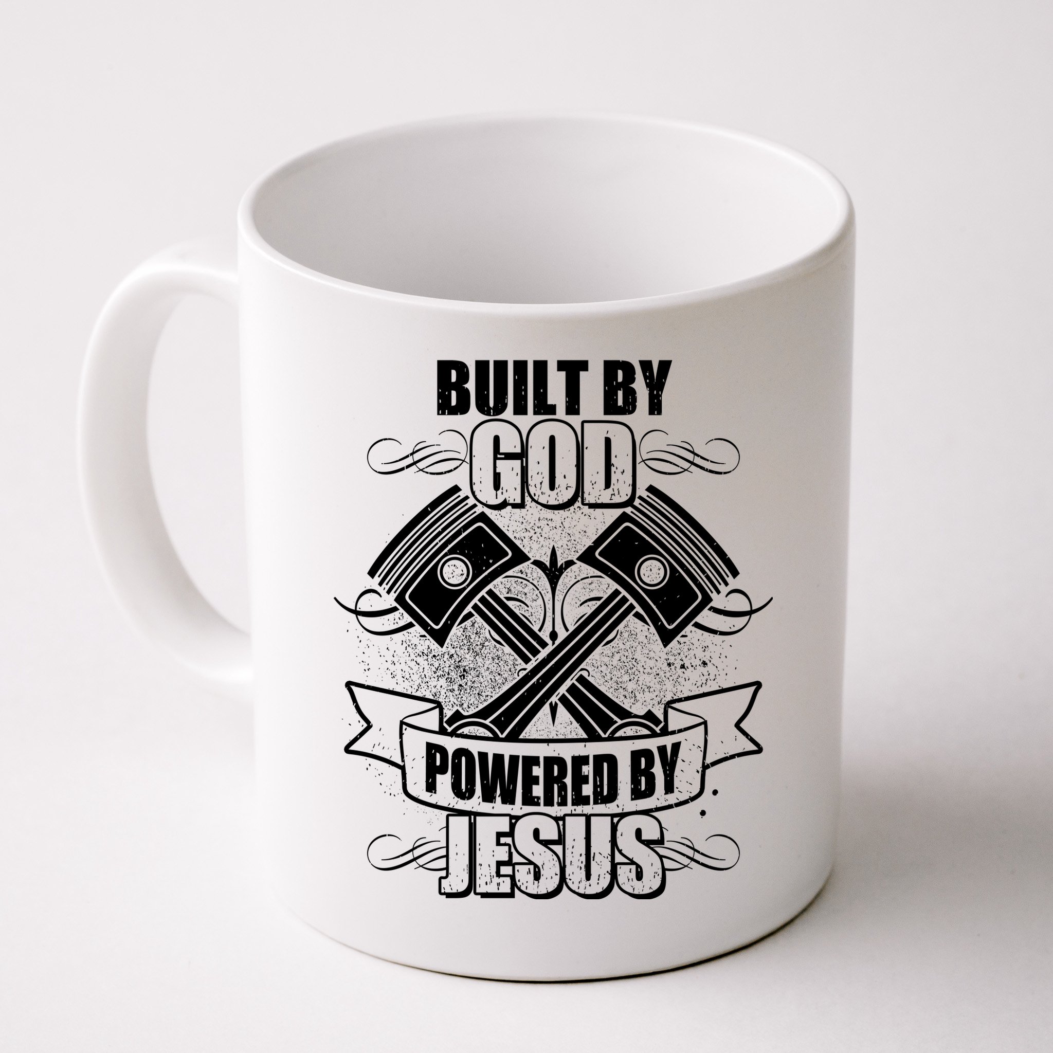 Built By God Powered By Jesus Car Engine Pistons Mug