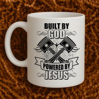 Built By God Powered By Jesus Car Engine Pistons Mug
