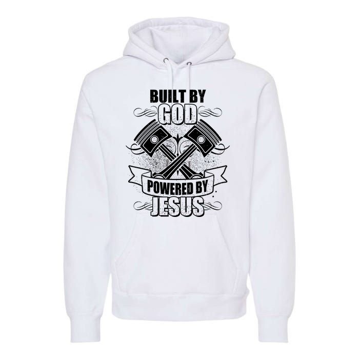 Built By God Powered By Jesus Car Engine Pistons Premium Hoodie