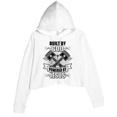 Built By God Powered By Jesus Car Engine Pistons Crop Fleece Hoodie