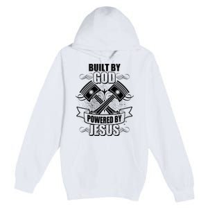 Built By God Powered By Jesus Car Engine Pistons Premium Pullover Hoodie