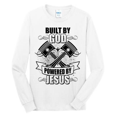 Built By God Powered By Jesus Car Engine Pistons Tall Long Sleeve T-Shirt