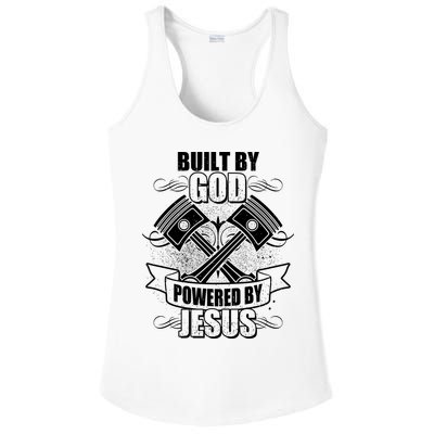 Built By God Powered By Jesus Car Engine Pistons Ladies PosiCharge Competitor Racerback Tank