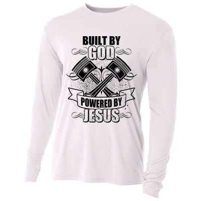 Built By God Powered By Jesus Car Engine Pistons Cooling Performance Long Sleeve Crew
