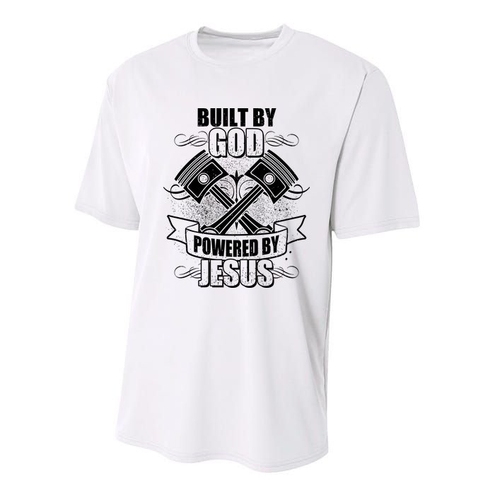 Built By God Powered By Jesus Car Engine Pistons Youth Performance Sprint T-Shirt