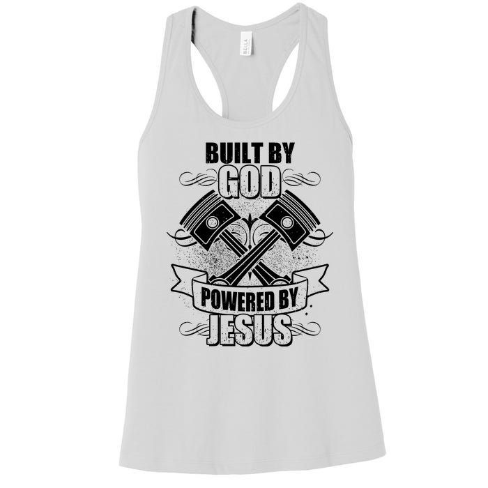 Built By God Powered By Jesus Car Engine Pistons Women's Racerback Tank