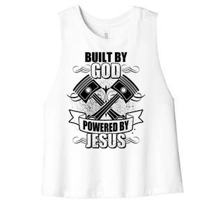 Built By God Powered By Jesus Car Engine Pistons Women's Racerback Cropped Tank