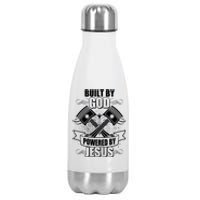 Built By God Powered By Jesus Car Engine Pistons Stainless Steel Insulated Water Bottle