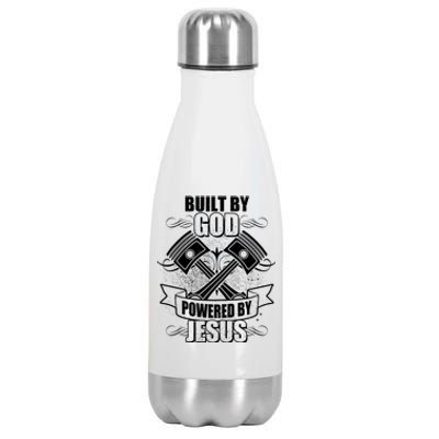 Built By God Powered By Jesus Car Engine Pistons Stainless Steel Insulated Water Bottle