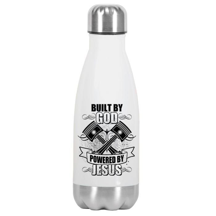 Built By God Powered By Jesus Car Engine Pistons Stainless Steel Insulated Water Bottle