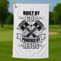 Built By God Powered By Jesus Car Engine Pistons Golf Towel