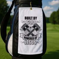 Built By God Powered By Jesus Car Engine Pistons Golf Towel