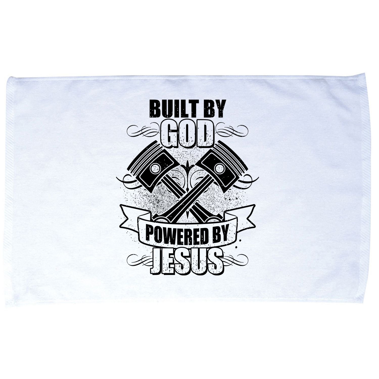 Built By God Powered By Jesus Car Engine Pistons Microfiber Hand Towel