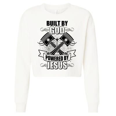 Built By God Powered By Jesus Car Engine Pistons Cropped Pullover Crew