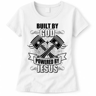 Built By God Powered By Jesus Car Engine Pistons Womens T-Shirt