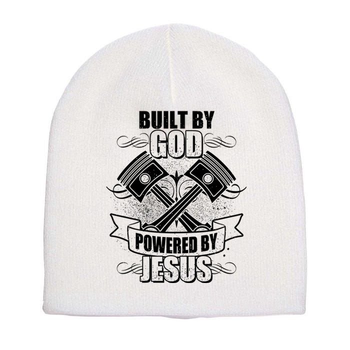 Built By God Powered By Jesus Car Engine Pistons Short Acrylic Beanie