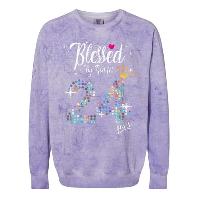 Blessed By God For 24 Years 24th Birthday Anniversary Colorblast Crewneck Sweatshirt