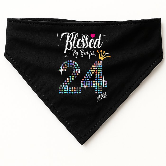 Blessed By God For 24 Years 24th Birthday Anniversary USA-Made Doggie Bandana