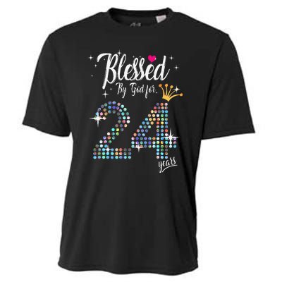 Blessed By God For 24 Years 24th Birthday Anniversary Cooling Performance Crew T-Shirt