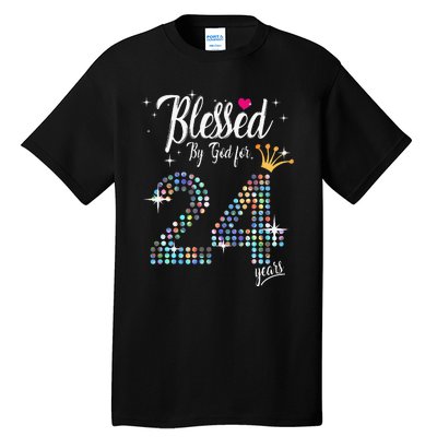 Blessed By God For 24 Years 24th Birthday Anniversary Tall T-Shirt