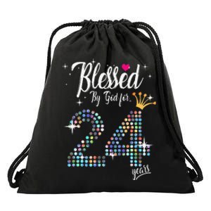 Blessed By God For 24 Years 24th Birthday Anniversary Drawstring Bag