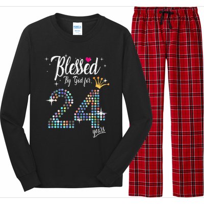 Blessed By God For 24 Years 24th Birthday Anniversary Long Sleeve Pajama Set