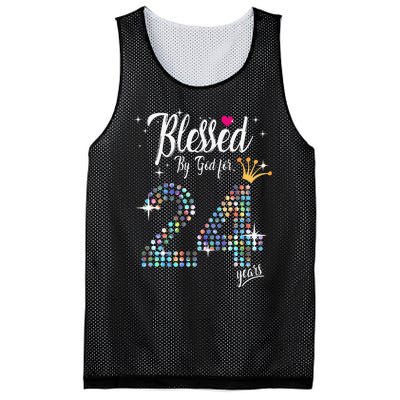 Blessed By God For 24 Years 24th Birthday Anniversary Mesh Reversible Basketball Jersey Tank