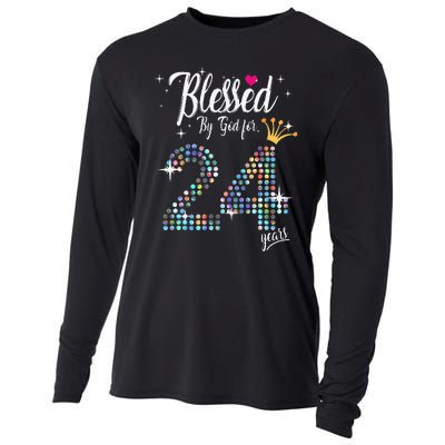 Blessed By God For 24 Years 24th Birthday Anniversary Cooling Performance Long Sleeve Crew