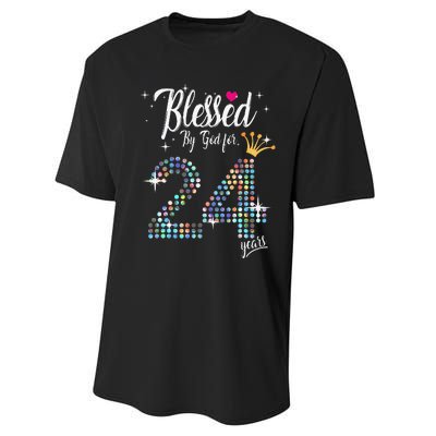 Blessed By God For 24 Years 24th Birthday Anniversary Performance Sprint T-Shirt