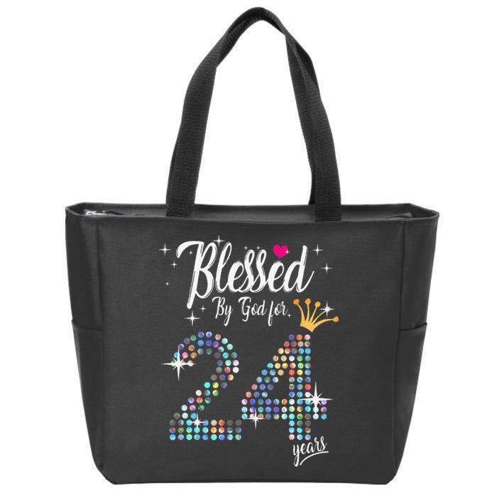 Blessed By God For 24 Years 24th Birthday Anniversary Zip Tote Bag