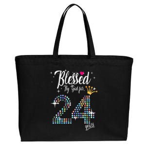 Blessed By God For 24 Years 24th Birthday Anniversary Cotton Canvas Jumbo Tote