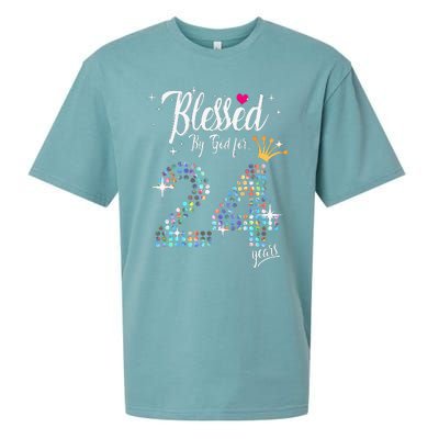 Blessed By God For 24 Years 24th Birthday Anniversary Sueded Cloud Jersey T-Shirt