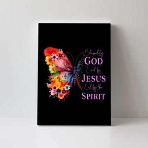 Blessed By God Loved By Jesus Butterfly Canvas