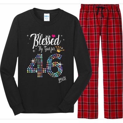 Blessed By God For 46 Years 46th Birthday Anniversary Long Sleeve Pajama Set