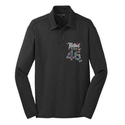 Blessed By God For 46 Years 46th Birthday Anniversary Silk Touch Performance Long Sleeve Polo