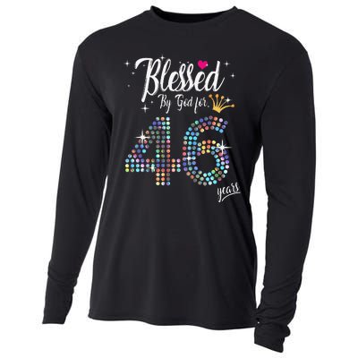 Blessed By God For 46 Years 46th Birthday Anniversary Cooling Performance Long Sleeve Crew