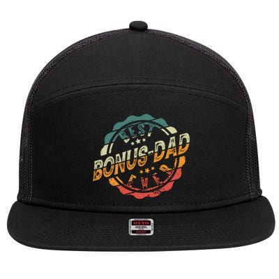 Best Bonusfunny Giftdad Ever Stepfather Stepdad Cool Gift 7 Panel Mesh Trucker Snapback Hat