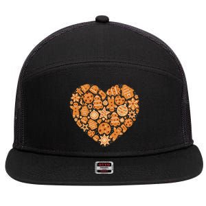 Bake Baking Gingerbread Man Christmas Cookie Heart 7 Panel Mesh Trucker Snapback Hat